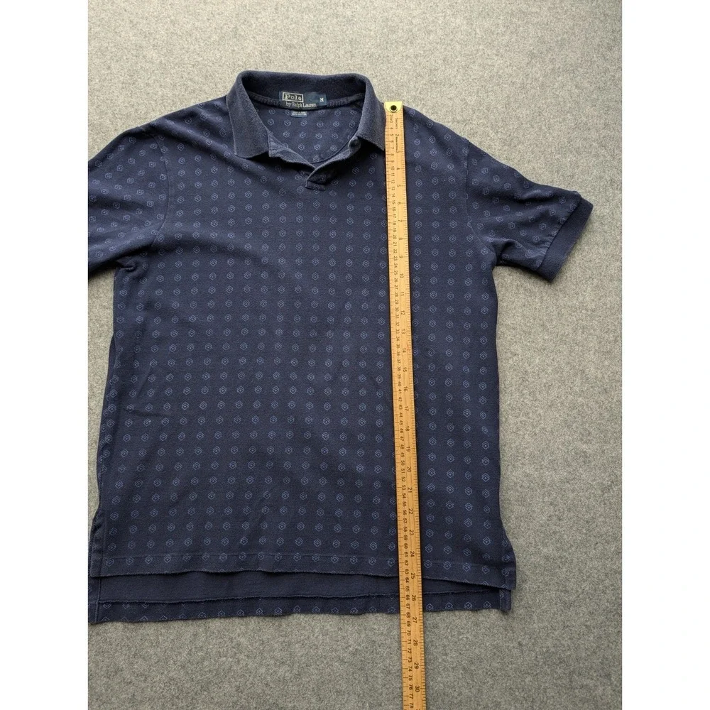 Ralph Lauren Men's Polo Shirt Medium Blue Diamond Geometric Pullover Short...